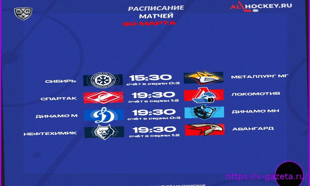 Кубок Гагарина 30 марта 2024: Расписание и Итоги Матчей Плей-офф