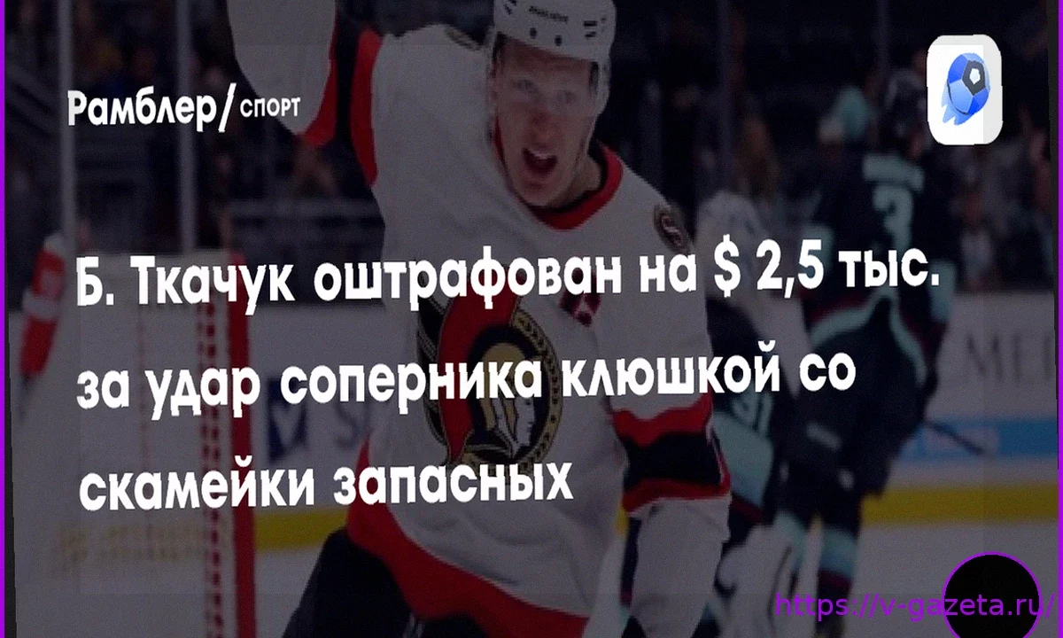 Нападающий «Оттавы» Брэди Ткачак оштрафован на $2500 за удар соперника клюшкой